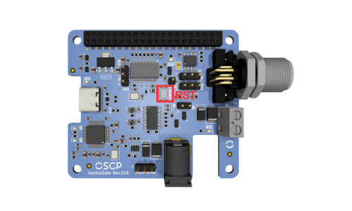 Location of the RST reset button on InertialGate