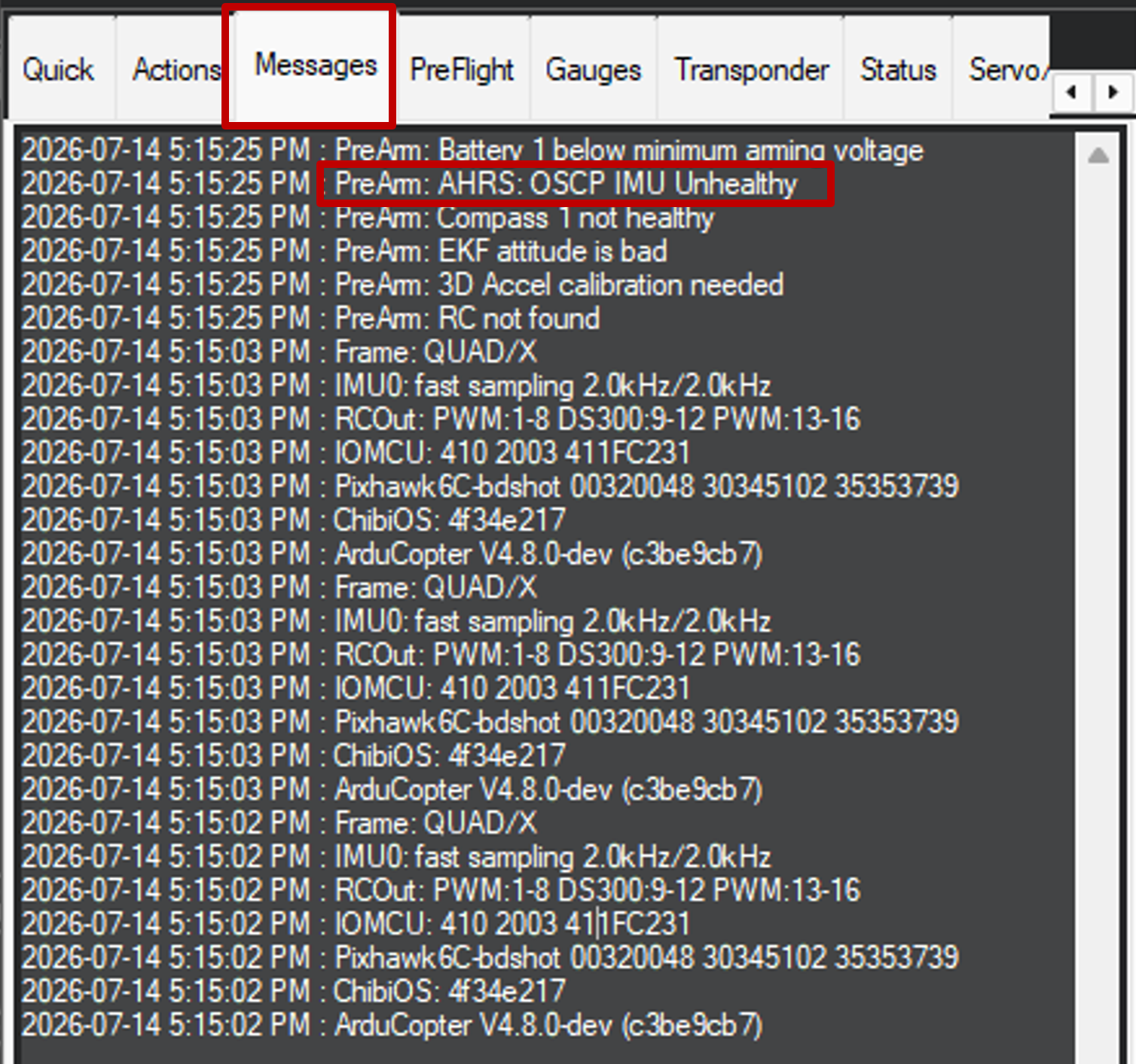 OSCP IMU Detection Failure