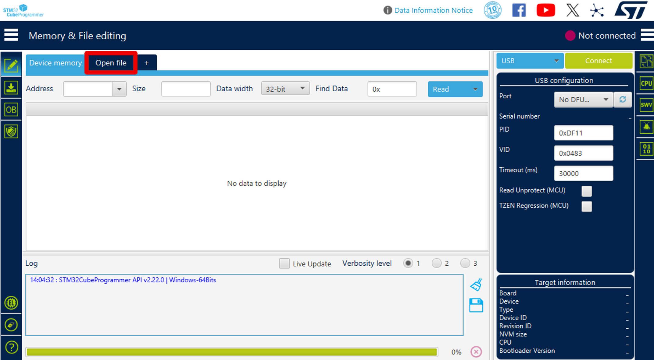 STM32CubeProgrammer OpenFile