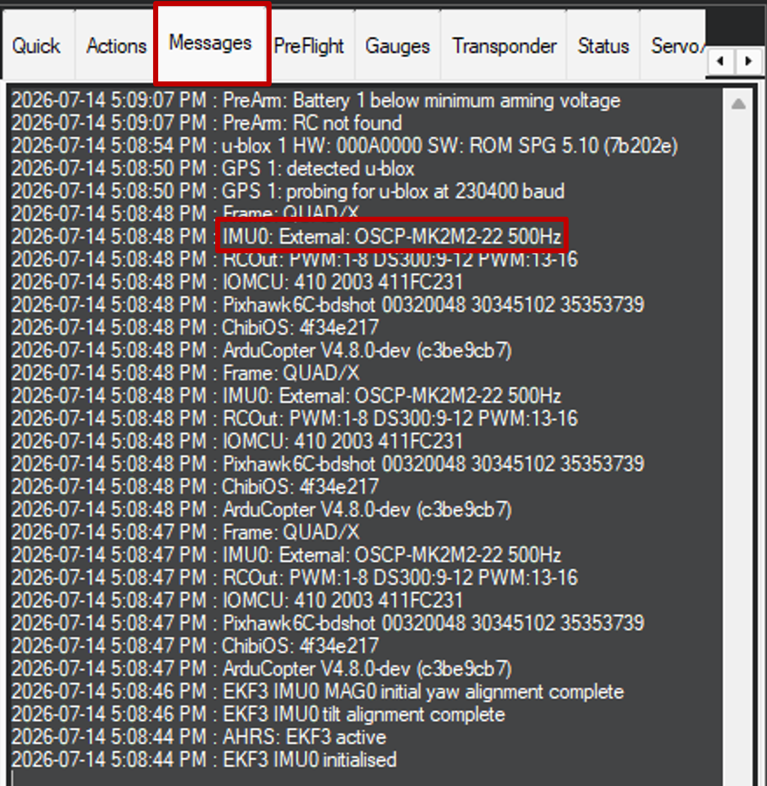 OSCP IMU Detected Successfully